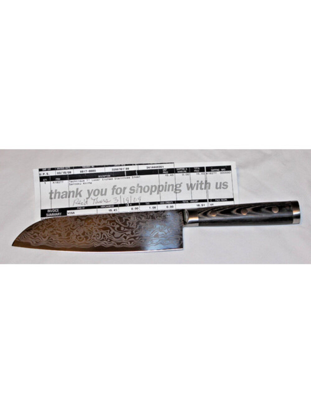 Technique 7" Santoku Knife Laser Etched Stainless Steel K18277 NOS 2009